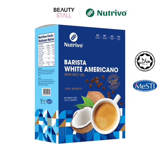 Nutrivo Keto No Sugar Added Barista White Americano Coffee with MCT Oil (21g x 12's)[HALAL] (Best Farm)